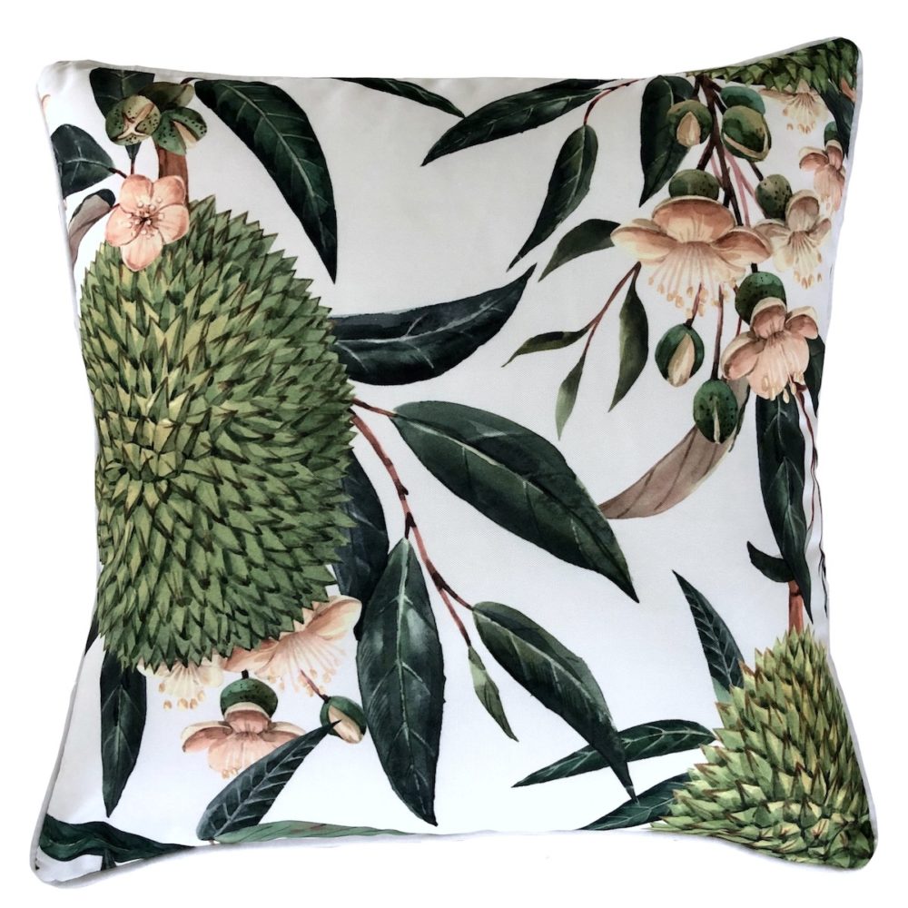 Exotic Blooms White Outdoor Cushion