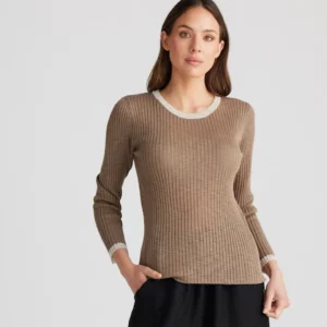 Shanty Corporation Saturn Long Sleeve Top Taupe