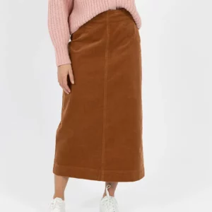 Humidity Lifestyle Billie Cord Skirt Caramel